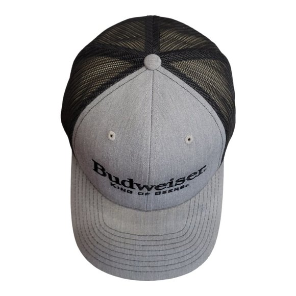 Richardson Budweiser King Of Beers Mesh Snapback Cap Trucker Baseball Hat Gray - Picture 11 of 12